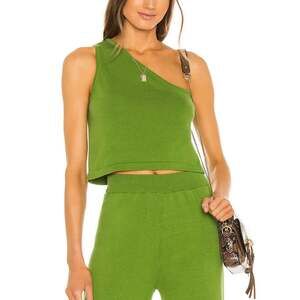 Callahan Lora Asymmetric One Shoulder Crop Top Olive XS